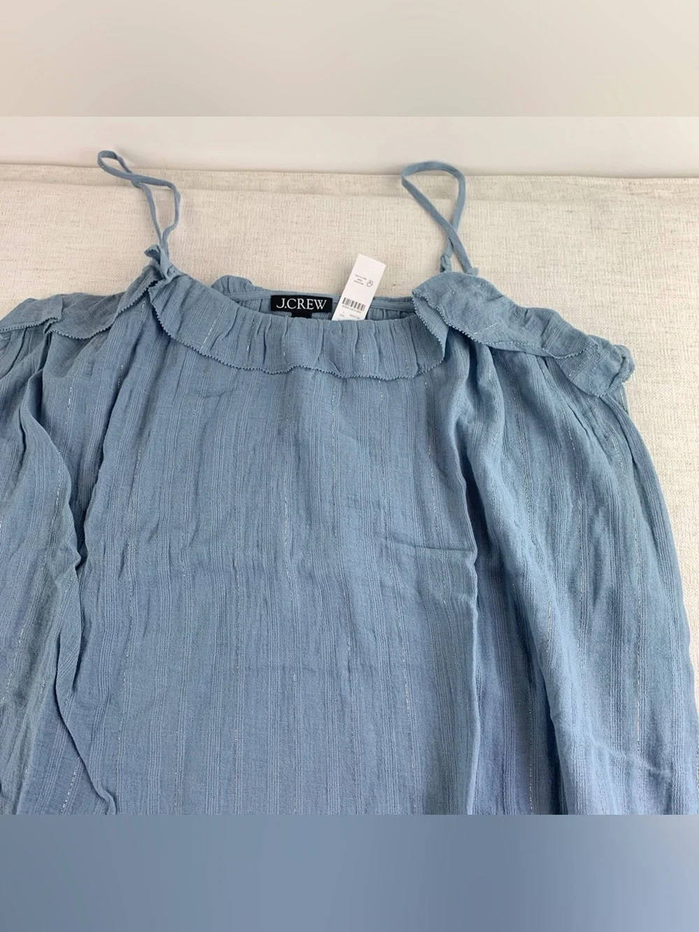 J crew Ruffle maxi dress in cotton voile with Lurex metallic threads women's L